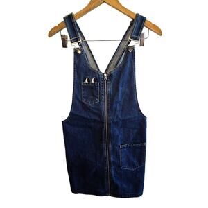 Size L – Eyeball Patch & Zip Front  Denim Utility Mini Dress